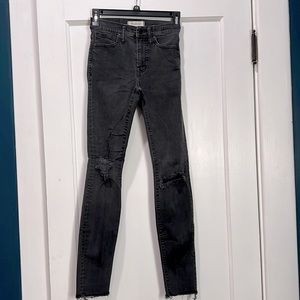 Madewell 9” High Rise Distressed Skinny Jeans, Black, Size 23 Tall